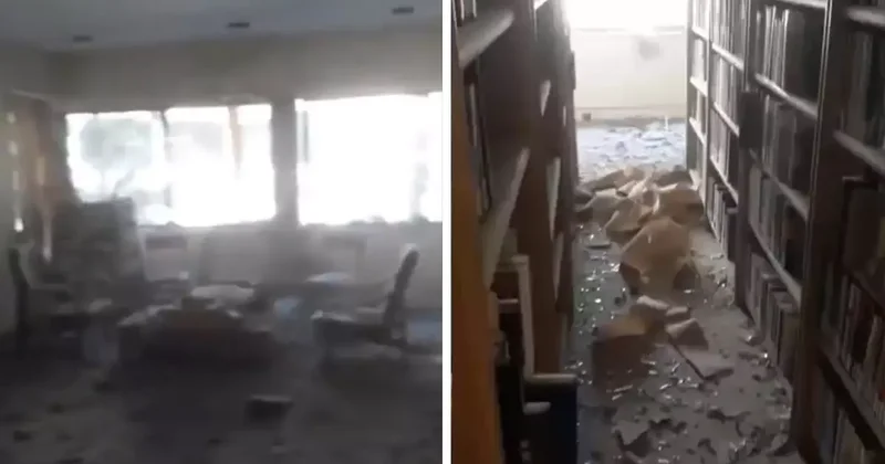 İsrai den İran Dışişleri Bakanlığı binasına saldırı! Yıkım böyle kaydedildi