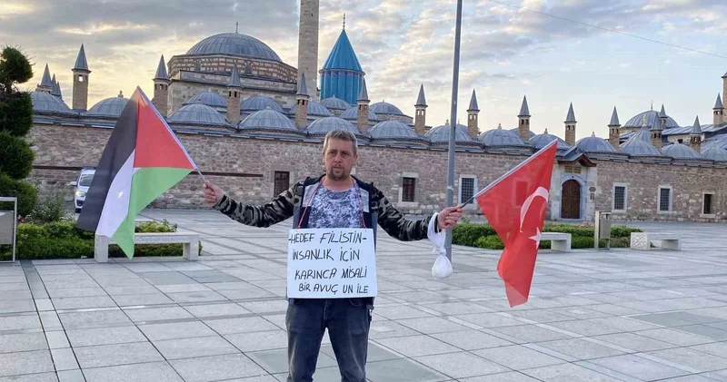 Gazze yürüyüşünde Babalar Günü’nde Konya’ya ulaştı