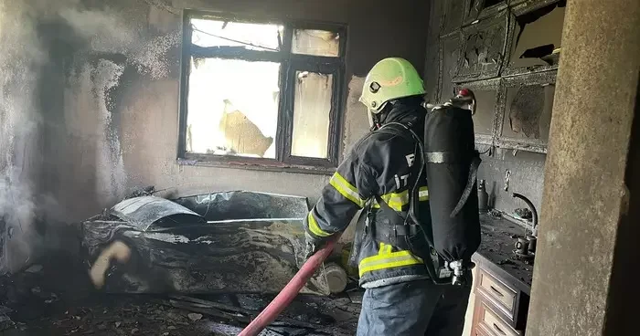 Tokat ta balkonda başlayan yangın mutfağı kül etti