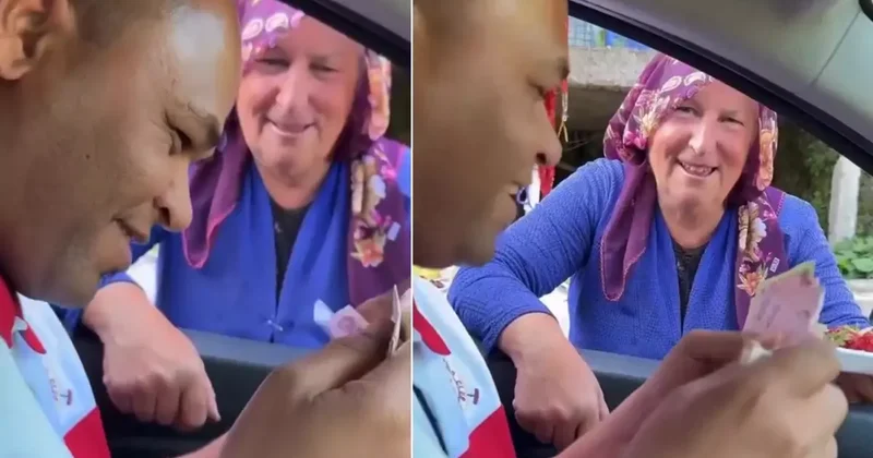 Bir tomar parayı eline alan turist Karadenizli kadınla dalga geçti