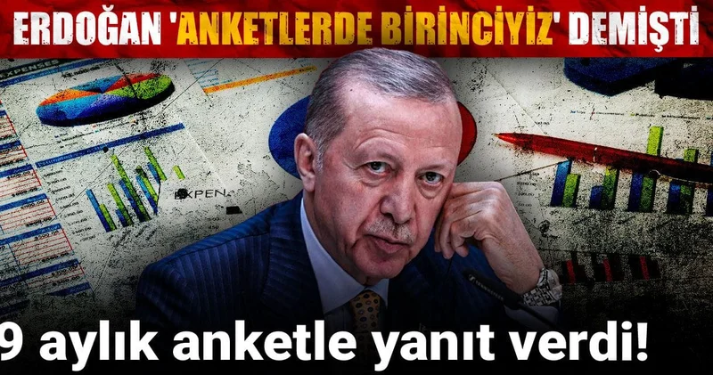 Erdoğan anketlerde birinciyiz demişti: 9 aylık anketle yanıt verdi!