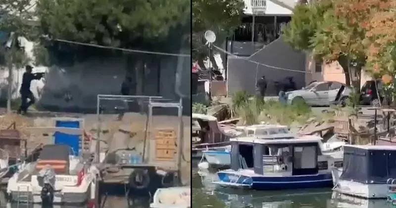 Küçükçekmece de balıkçı barınaklarında silahlı saldırı kamerada