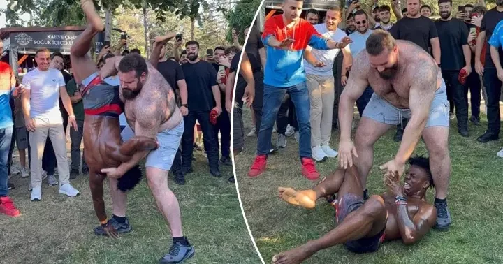 Dünyaca ünlü yayıncı Speed, Çekmeköy’de yağlı güreş yaptı
