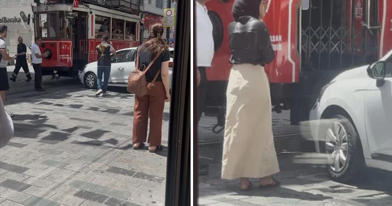 Fren yerine gaza bastı: İstiklal Caddesi nde otomobil tramvaya çarptı