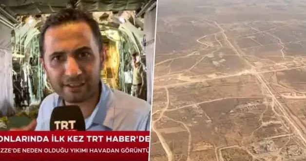 Kuşbakışı soykırım! İlk kez Türk televizyonu görüntüledi... Gazze deki yıkıma nakliye uçağından baktılar