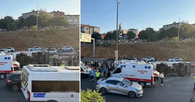 Ümraniye de feci kaza: Servis aracı devrildi, çok sayıda yaralı var İstanbul Haberleri