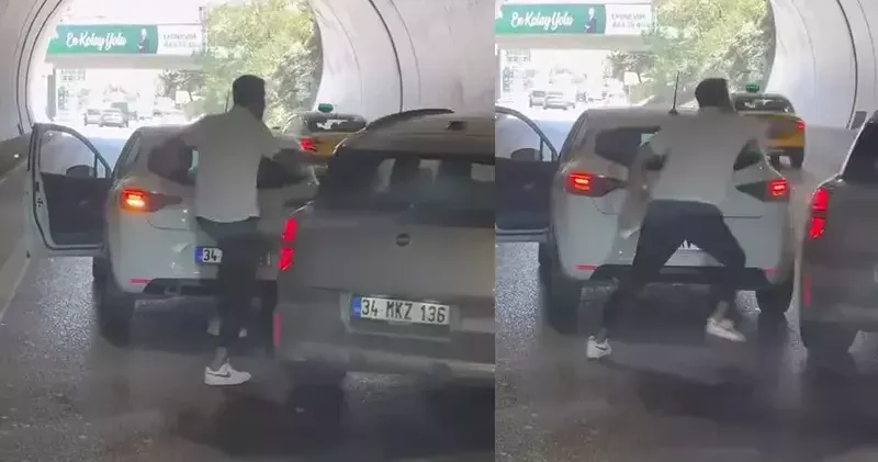 Ümraniye de tünelde yol verme tartışması kamerada