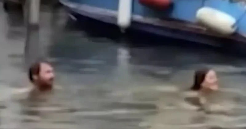 Turistik şehirde suya atlayan turist çift şehirden kovuldu