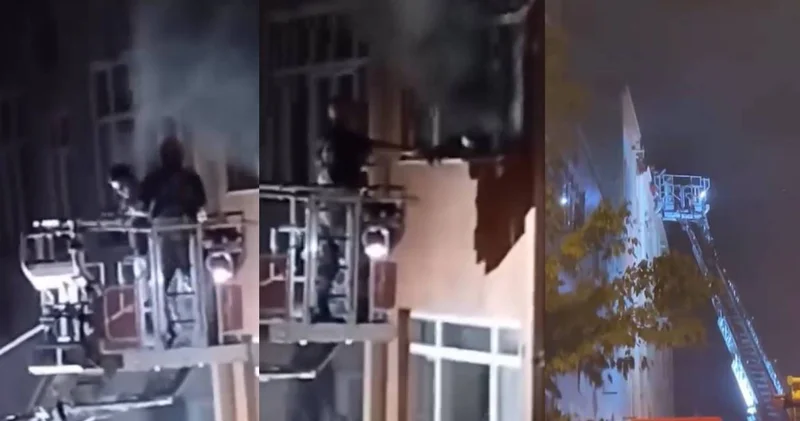 5 katlı binada çıkan yangında mahsur kaldılar