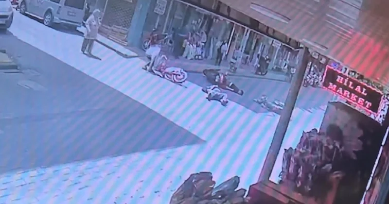 Manisa da 3 motosikletin çarpışma anı güvenlik kamerasında
