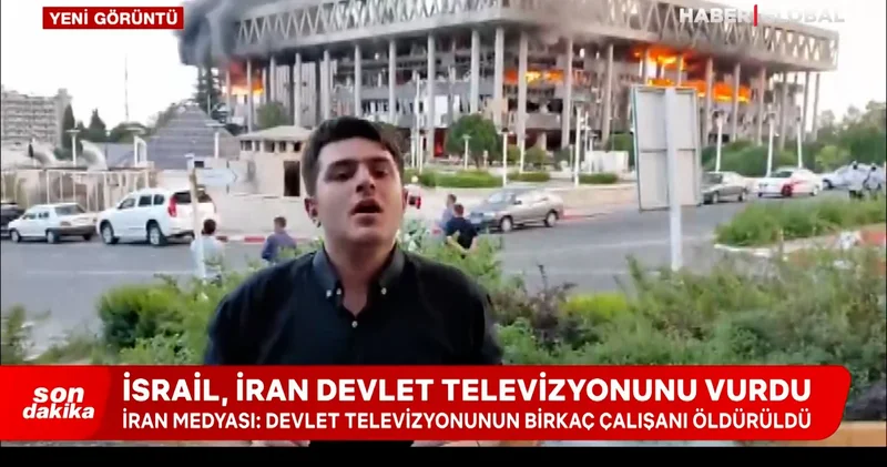 Bombalanan İran Devlet Televizyonu binası alevler içinde