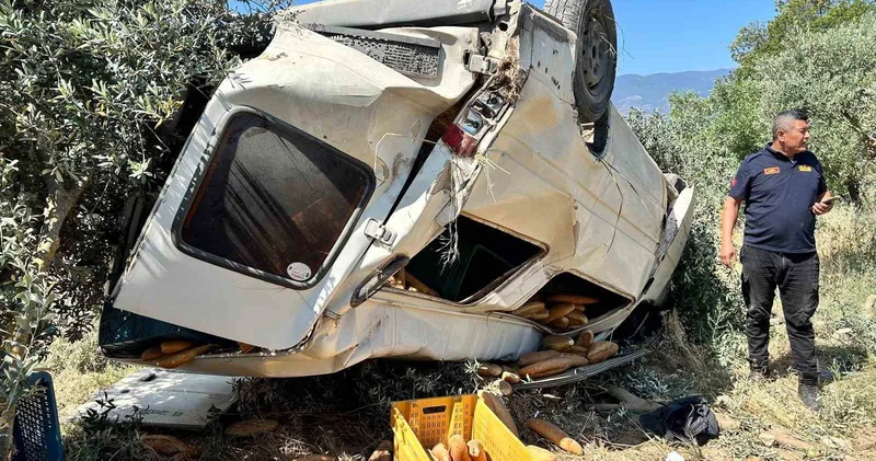 Ticari araç zeytinliğe uçtu: 1 ölü