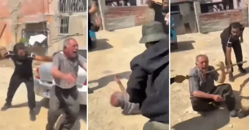 Yaşlı adamı ellerine geçirdikleri sopalarla acımasızca dövdüler