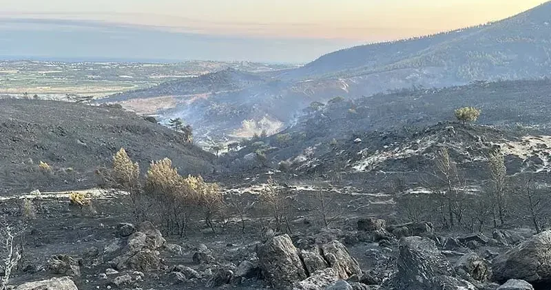 Çanakkale’deki orman yangını 2 nci günde; yanan alanlar dronla görüntülendi