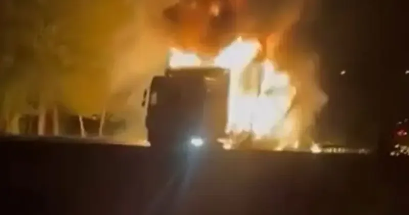 Samsun’da seyir halindeki TIR’da çıkan yangında alevler ağaçlara sıçradı