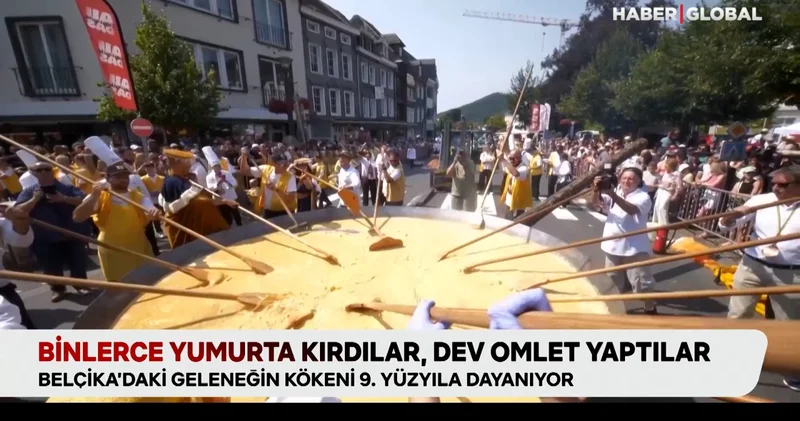 Binlerce yumurta kırdılar, dev omlet yaptılar