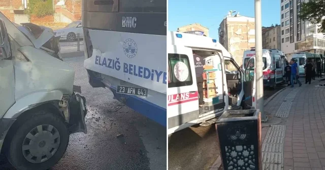 Minibüs belediye otobüsüne çarptı: 8 kişi yaralandı Elazığ Haberleri