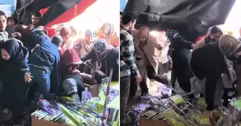 İndirim için birbirlerini ezdiler! Mağaza açışındaki görüntülerin benzetildiği film bomba