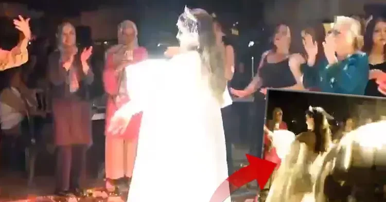 En mutlu gününde büyük talihsizlik: Disko topunun gelinin üstüne düştü