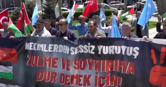 Erzurum da sağlıkçılar Gazze için yürüdü VİDEO İZLE