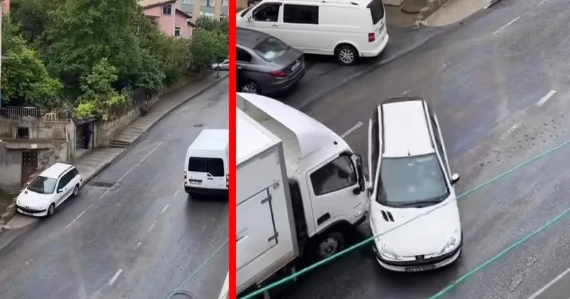 Üsküdar da İETT otobüsünden dökülen akaryakıt trafiği kaosa soktu! Kaza anları kamerada