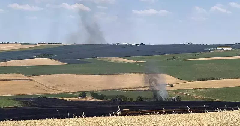 Tekirdağ da 70 dönüm buğday tarlası yandı