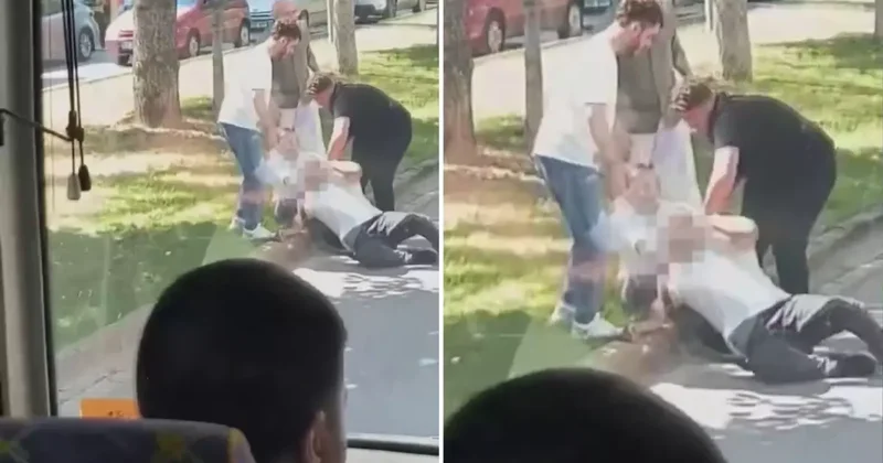 Trafikte boğazına kemer geçirdiği adamı yerde sürükledi
