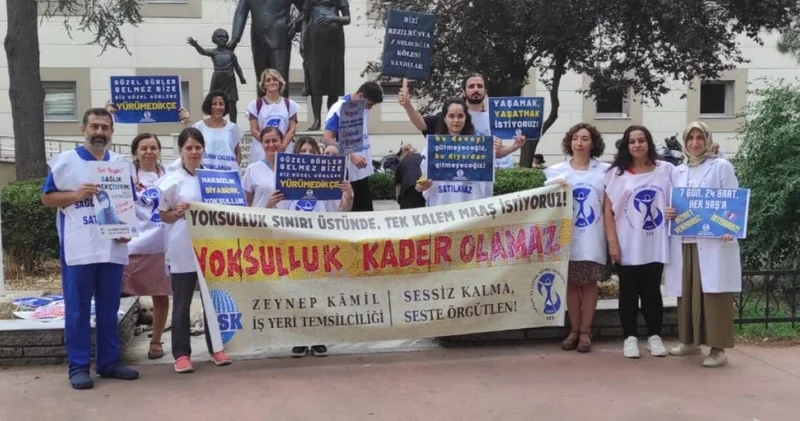Sağlık emekçileri o hastanenin önüne çağrı yaptı: Bu hastanede mobbing, darp, saldırganı ödüllendirme var