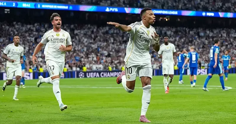 Kylian Mbappe shines as 10 man Real Madrid overcomes Marseille