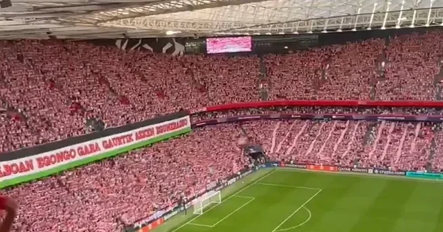 Athletic Bilbao taraftarlarından Filistin’e destek: Bugünden son güne kadar yanınızda olacağız VİDEO İZLE