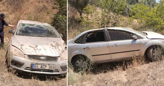 Uyuklayan sürücü eşinin ikazıyla panikleyip şarampole uçtu Denizli Haberleri