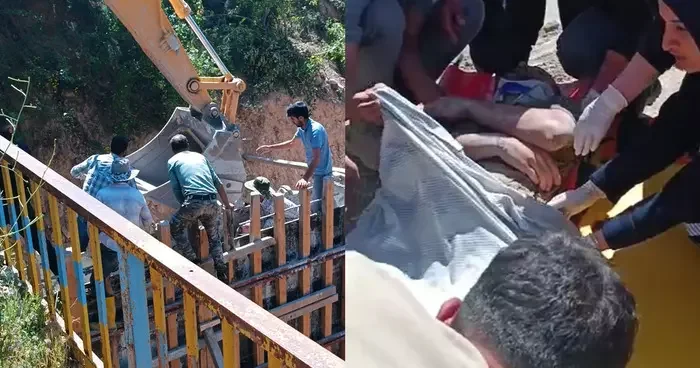İş makinesi elektrik tellerine temas etti, 1 işçi yaralandı
