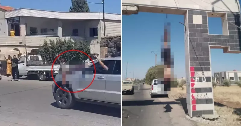 Bölgeden gelen görüntüler korkunç! Dürziler, öldürdükleri Arapları araba önünde gezdiriyor