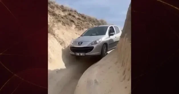 Navigasyon mağduru sürücünün zor anları kamerada!