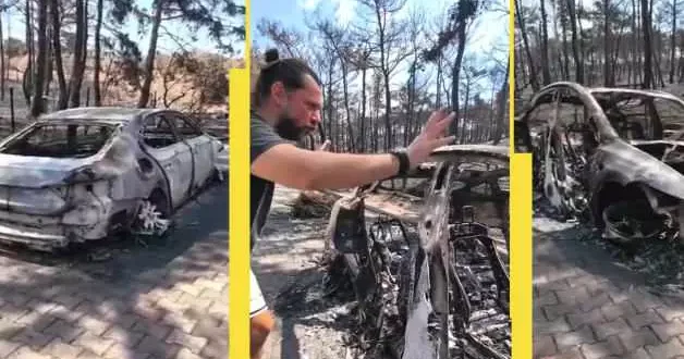Yangından çıkan araçlar tartışma yarattı! “Tesla buhar olmuş”