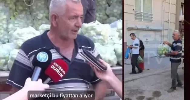 Eskişehir deki üretici marketlerde fahiş fiyattan satılan ürününü halka bedava dağıttı