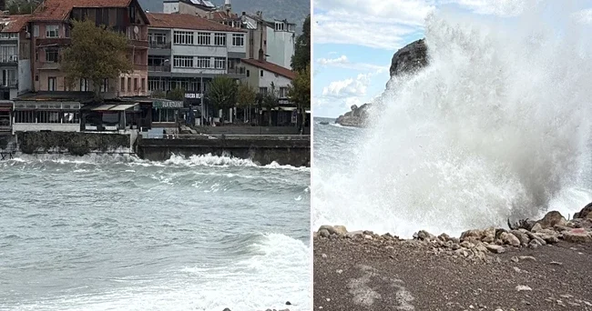 Fırtına etkisini artırdı! Kentte dalga boyu 5 metreyi aştı
