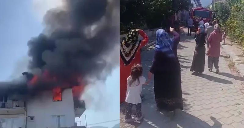 Yanan evdeki çocuklarını kurtarmak için alevlerin arasına daldı