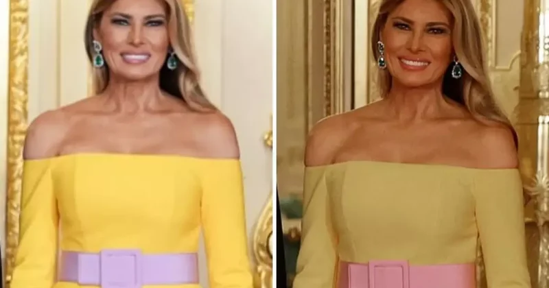 Melania Trump ın Kraliyet yemeğinde giydiği elbise olay yarattı