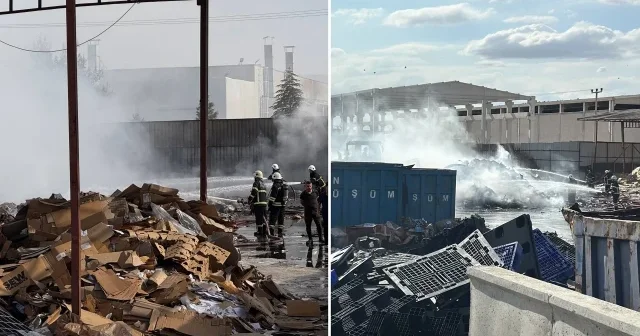 Aksaray da geri dönüşüm fabrikasında çıkan yangın hasara neden oldu Aksaray Haberleri