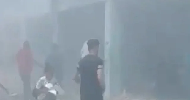 Soykırımcı İsrail Nuseyrat ta bir okulu bombaladı VİDEO İZLE