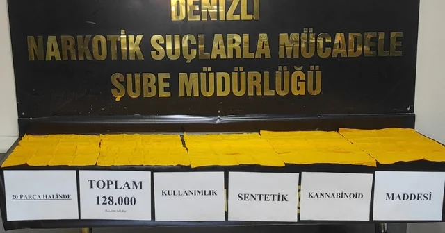 Denizli de otomobilde 128 bin kullanımlık sentetik uyuşturucu ele geçirildi Denizli Haberleri