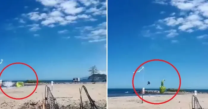 Giresun da kalkıştan kısa süre sonra paramotor denize düştü! İşte o anlar...