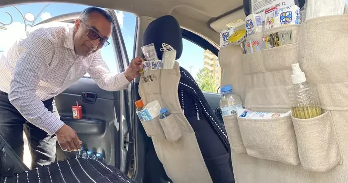 Taksisine hijyen köşesi kurdu, müşteri memnuniyeti katlandı