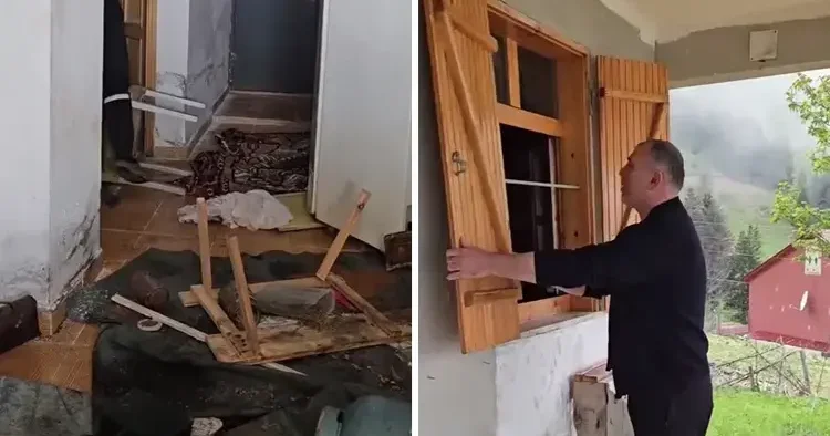 Belediye başkanına şok! Evine girip her yeri parçaladılar... Mahalleli fark edip kayda aldı Ayılara torpil de işlemiyor