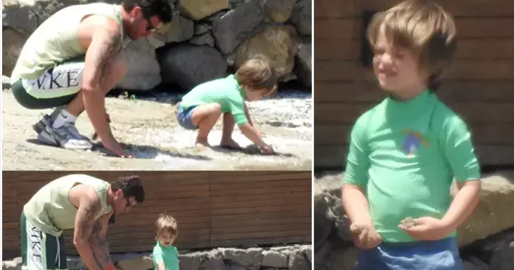 Kurt plaja indi! Kıvanç Tatlıtuğ ve oğlunun eğlenceli anları...