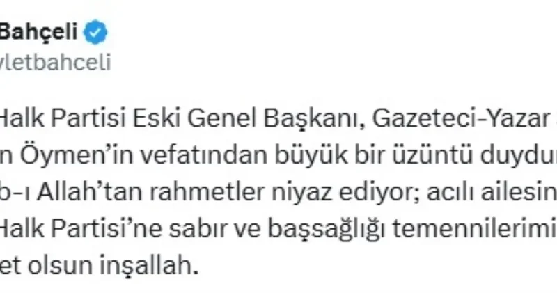 Bahçeli den Altan Öymen e Başsağlığı