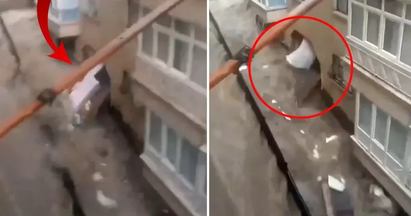 Ankara da selin şiddetini en iyi anlatan görüntü! Sular, evin duvarını patlattı