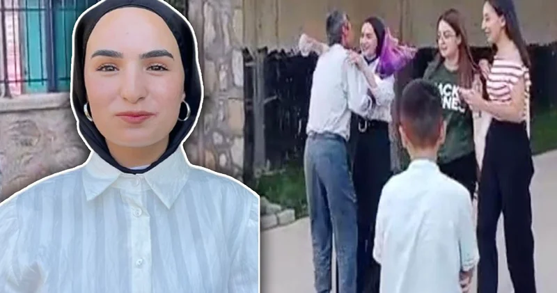 Sınav çıkışı babasının çiçekle karşıladığı Çimen YKS sonucuyla babasını gururlandırdı
