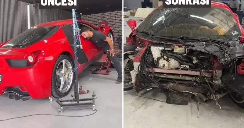 17 milyonluk Ferrari ile test sürüşüne çıkan ustanın hayatı karardı: Aracın kaskosu da yok